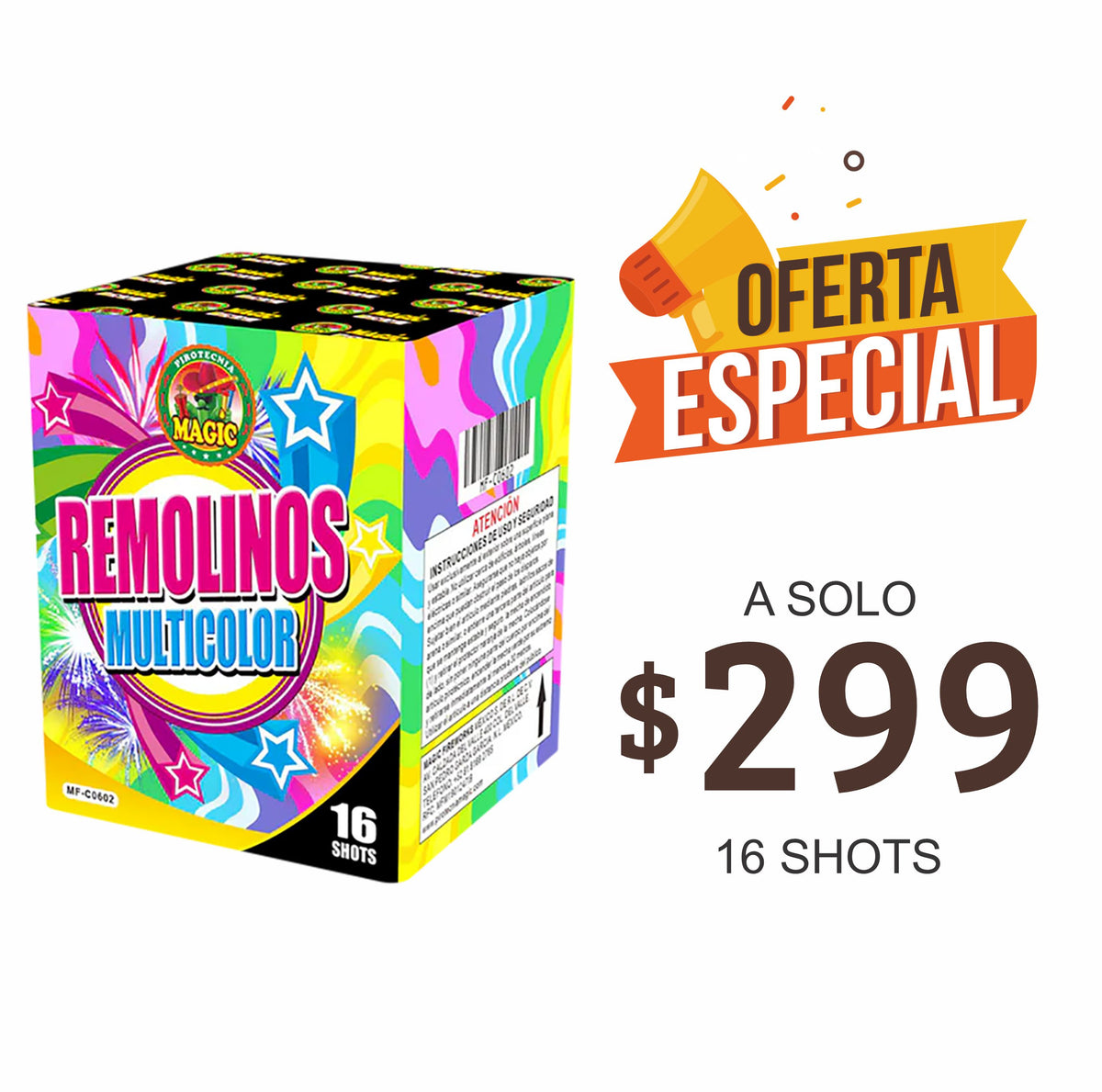 REMOLINOS MULTICOLOR  16 TIROS